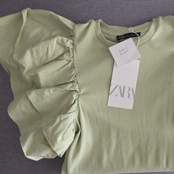 Zara Ribbed Ruffle Bodysuit  (NEW  WITH TAGS; NEVER WORN) - Picture 5 of 6